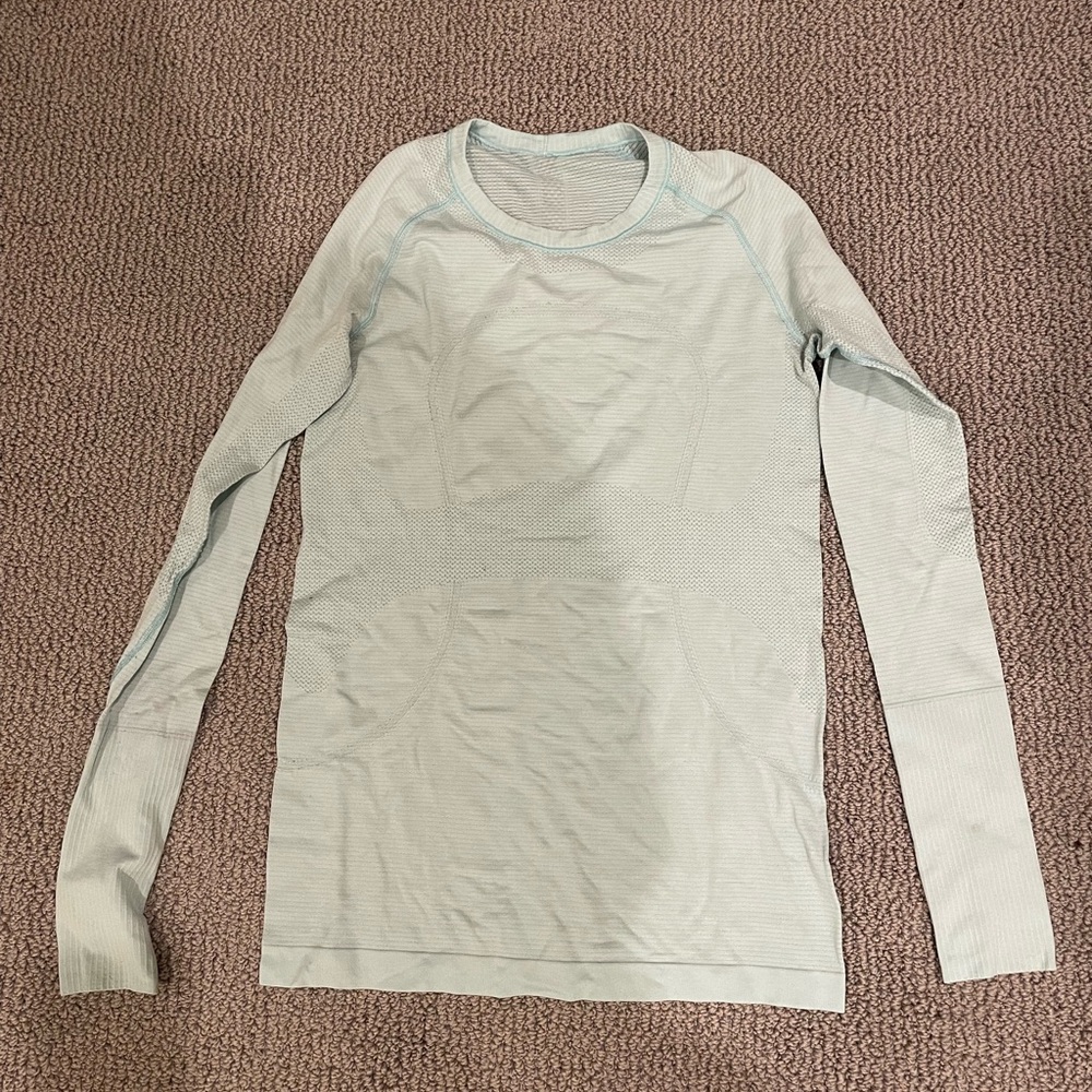 Lululemon light blue long sleeve running top.